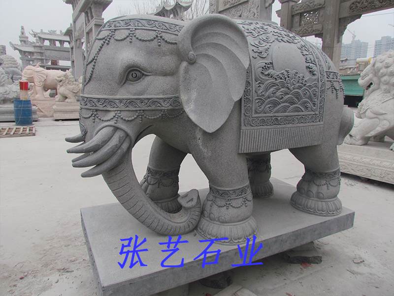 青石石雕大象圖片